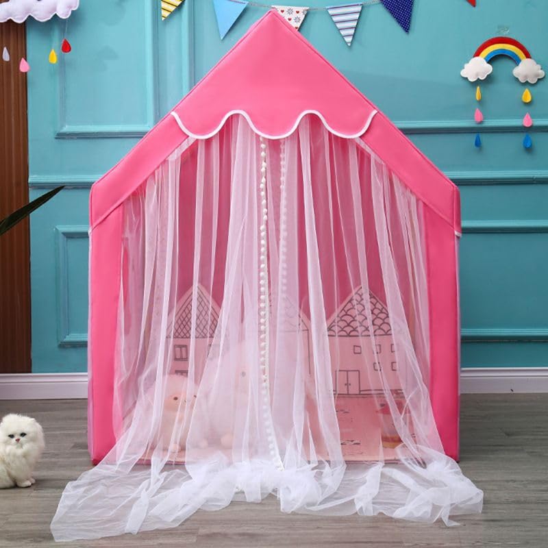 Image of Jumbo Size Light Weight Kids Play Tent House for 3-13 Year Old Kids Girls and Boys (Pink Princess)