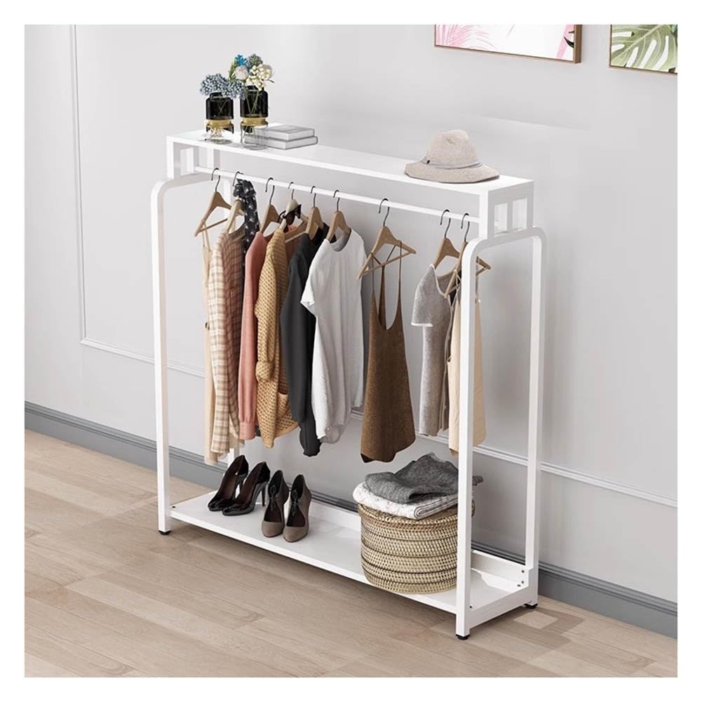 HTTGDGDH Creative Metal Garment Rack, Freestanding Clothing Rack With Storage Shelves And Rod Heavy Duty Retail Display Clothes Racks Wardrobe And Closet Organizer For Bedroom