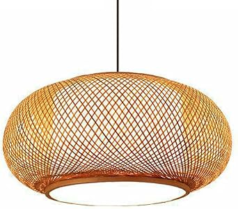 Chinese Lantern Pendant Lamp Bamboo Basket Weave Hanging Light, LED Chandelier Lantern Vintage Style Rural Decorative Lighting Fixture for Tea Rooms Restaurants Corridors