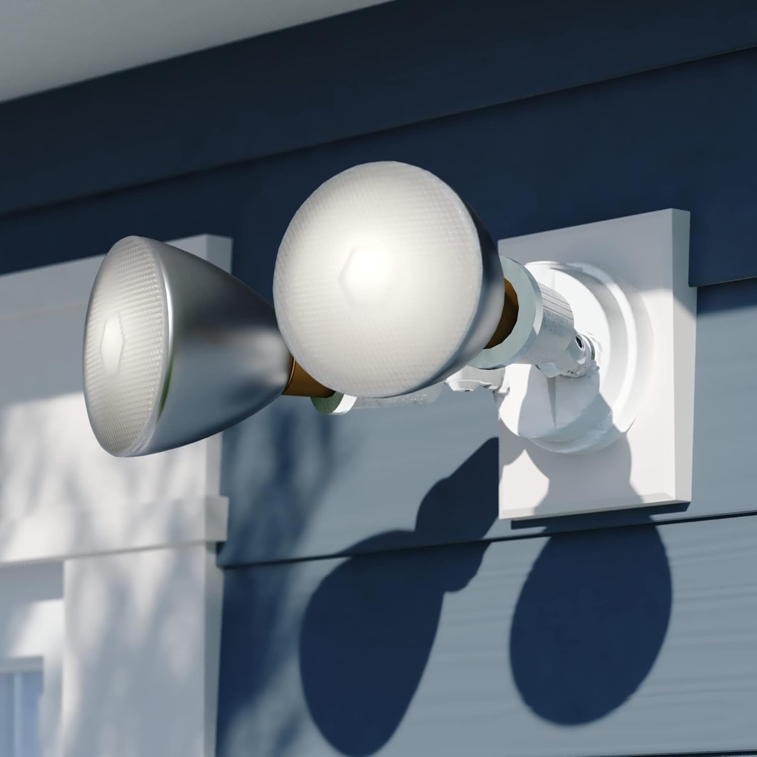 VAXCEL White 2 Light Outdoor Security Flood Light with Adjustable Heads - Switch Controlled