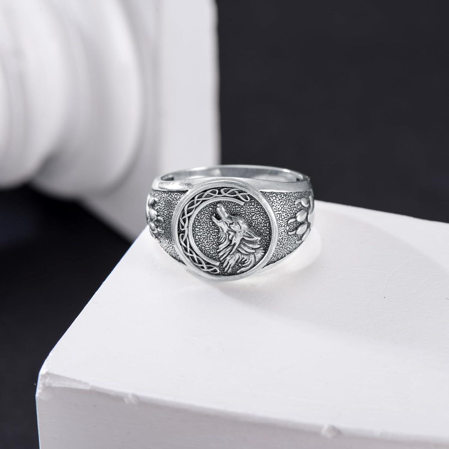 Viking Wolf Signet Ring for Men Size 8/9/10/11/12 In 925 Sterling Silver - Image 5