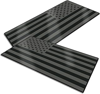 2 PCS 3D Embossed Metal American Flag Emblem Decal Sticker, 5" x 3" Acrylic Cutout American Car Military Patriotic Badge, Car Exterior Decorative Accessories Suitable for Most Vehicle-Black