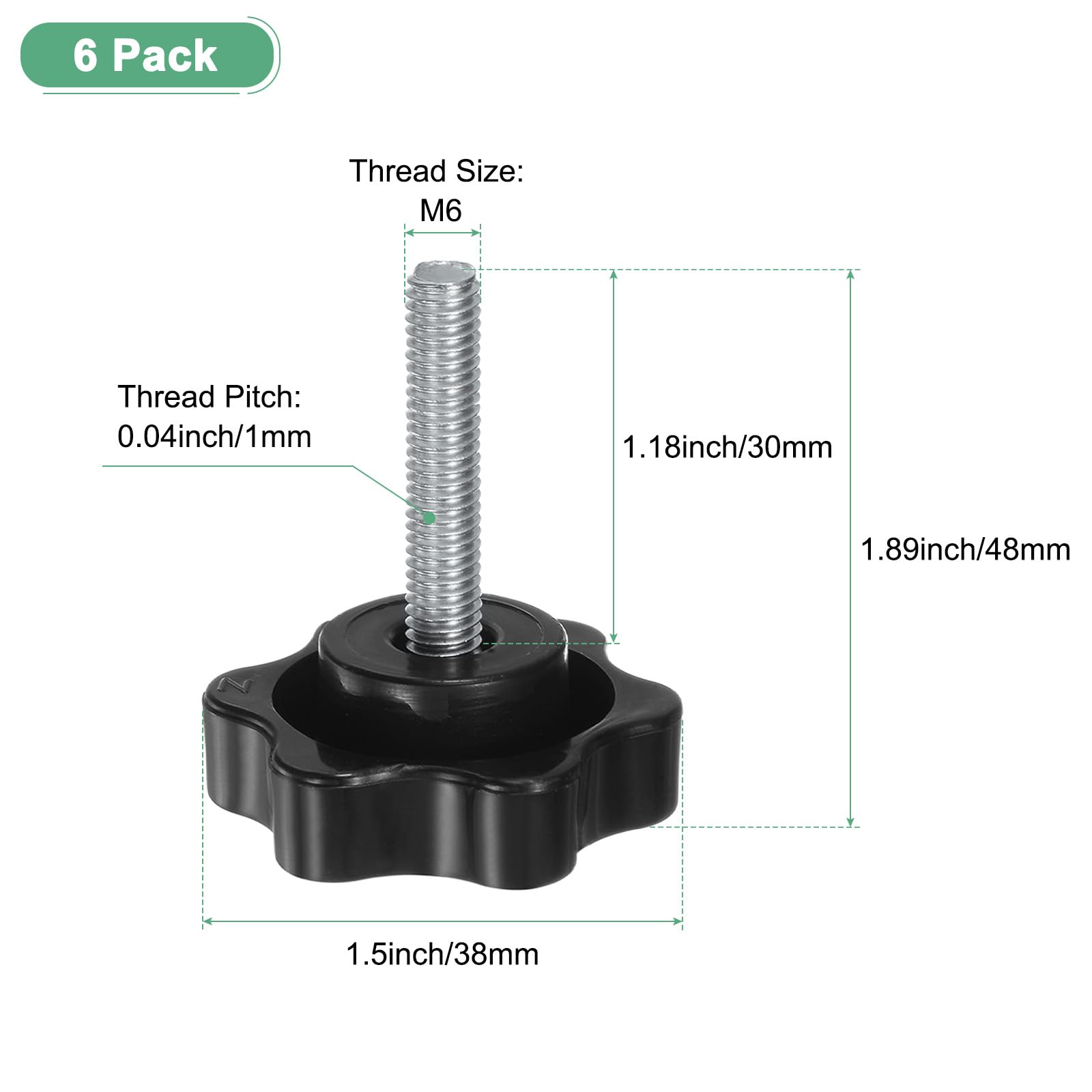 M METERXITY 6-Pack Star Clamping Knobs - Image 3