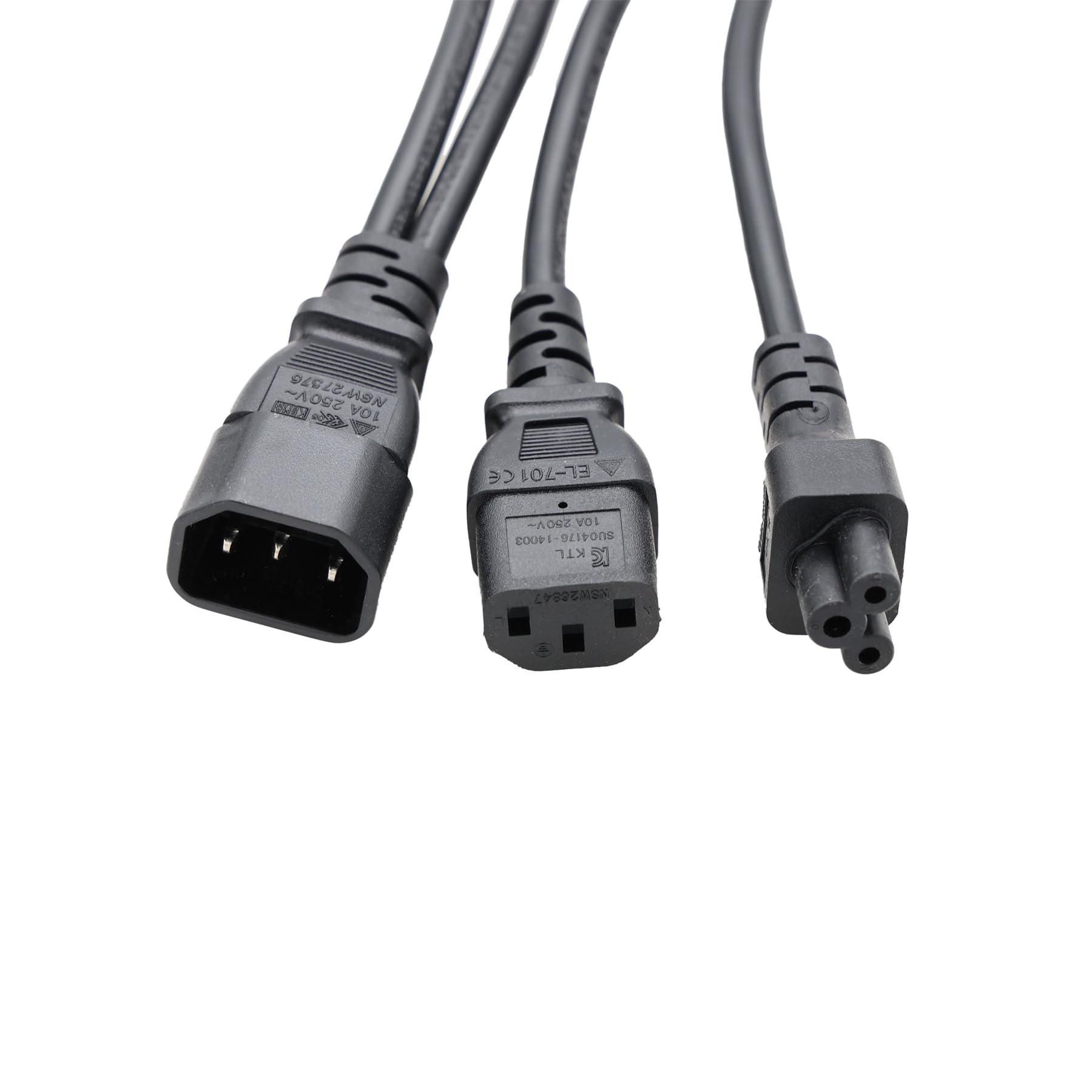 Câble Splitter Alimentation IEC C14 Vers C13 Et C5 - Rallonge 2 Voies 40 Cm Pour PC, Moniteur, UPS, 250V 10A