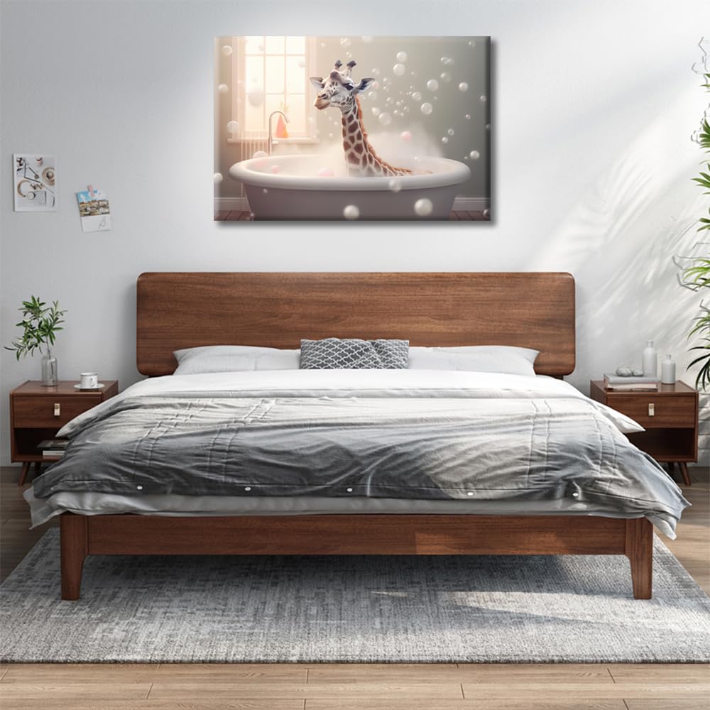 Funny Pets Animal Wall Decor Canvas Paintings Bathtub Animal Giraffe Pictures for Bedroom Bathroom - Image 4