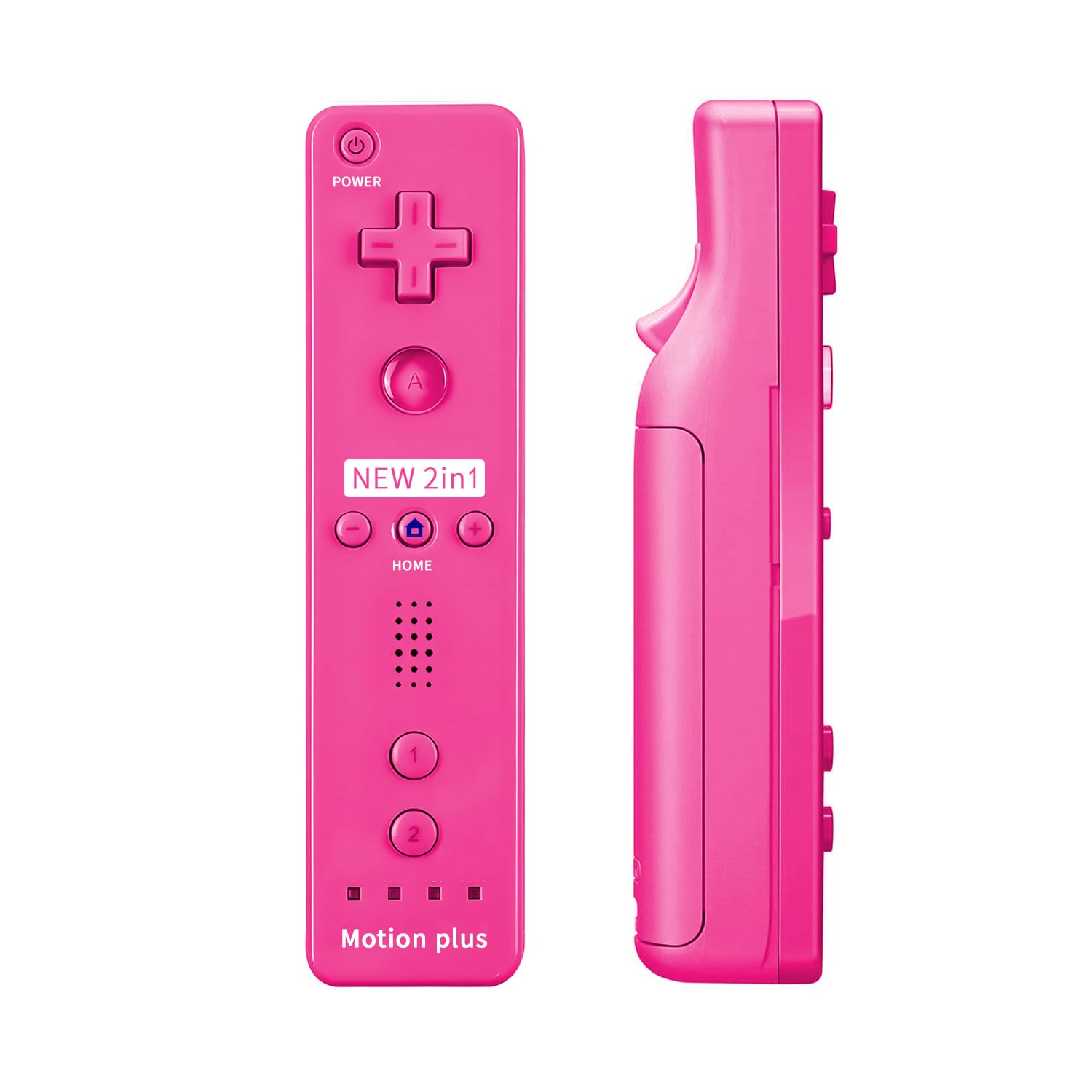 QUMOX Telecomando Wii, 2 in 1 Motion Plus Integrato Remote di Gioco Controller con Custodia in Silicone e Cinturino da Polso per N. Wii e Wii U Rosa - 3