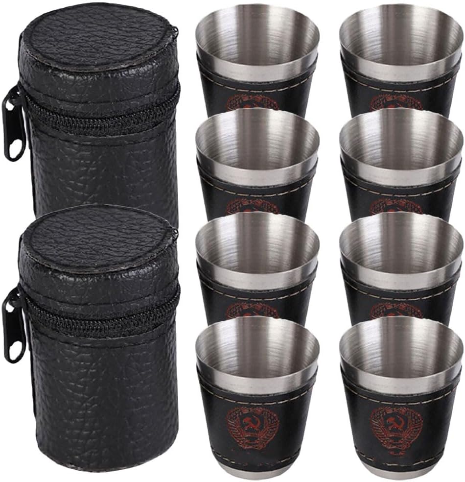 GANAZONO Small Stainless Steel Shot Cups 2Oz Mini Wine Tumblers Double Walled Stackable Portable Metal Cups for Camping Outdoor Bar Home Use