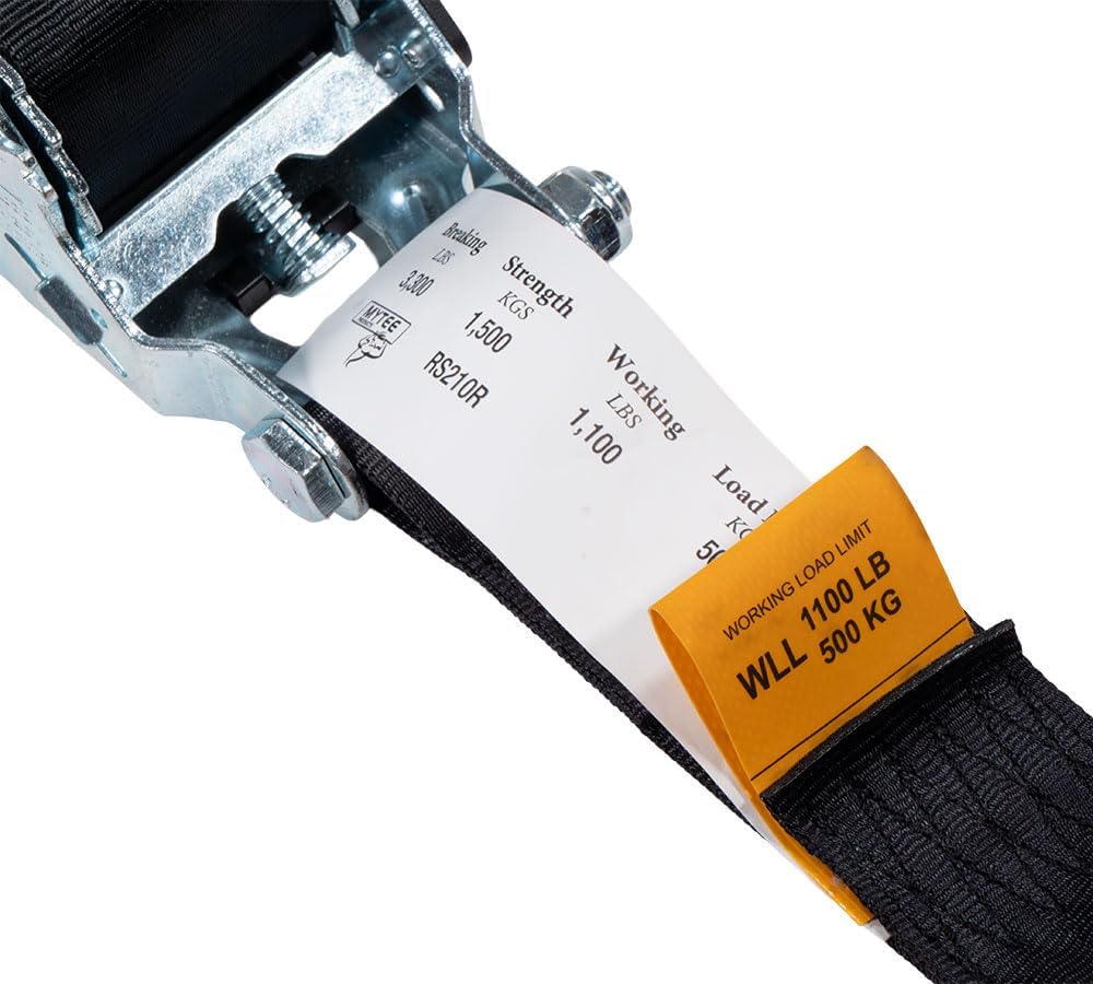 Mytee Products (4 Pack) 2" x 10' Auto Retract Ratchet Straps | Quick n Easy Retractable Ratchet Straps with Coated S Hook Tiedowns for Motorcycles, ATVs, Bikes: Tight & Secure Pickup Trailer Tie-Down - Image 7
