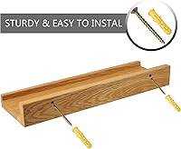 Vista 8 de Estantes flotantes montados en la pared, estante de madera de roble macizo de 12 pulgadas para decoración y almacenamiento, repisa de fotos