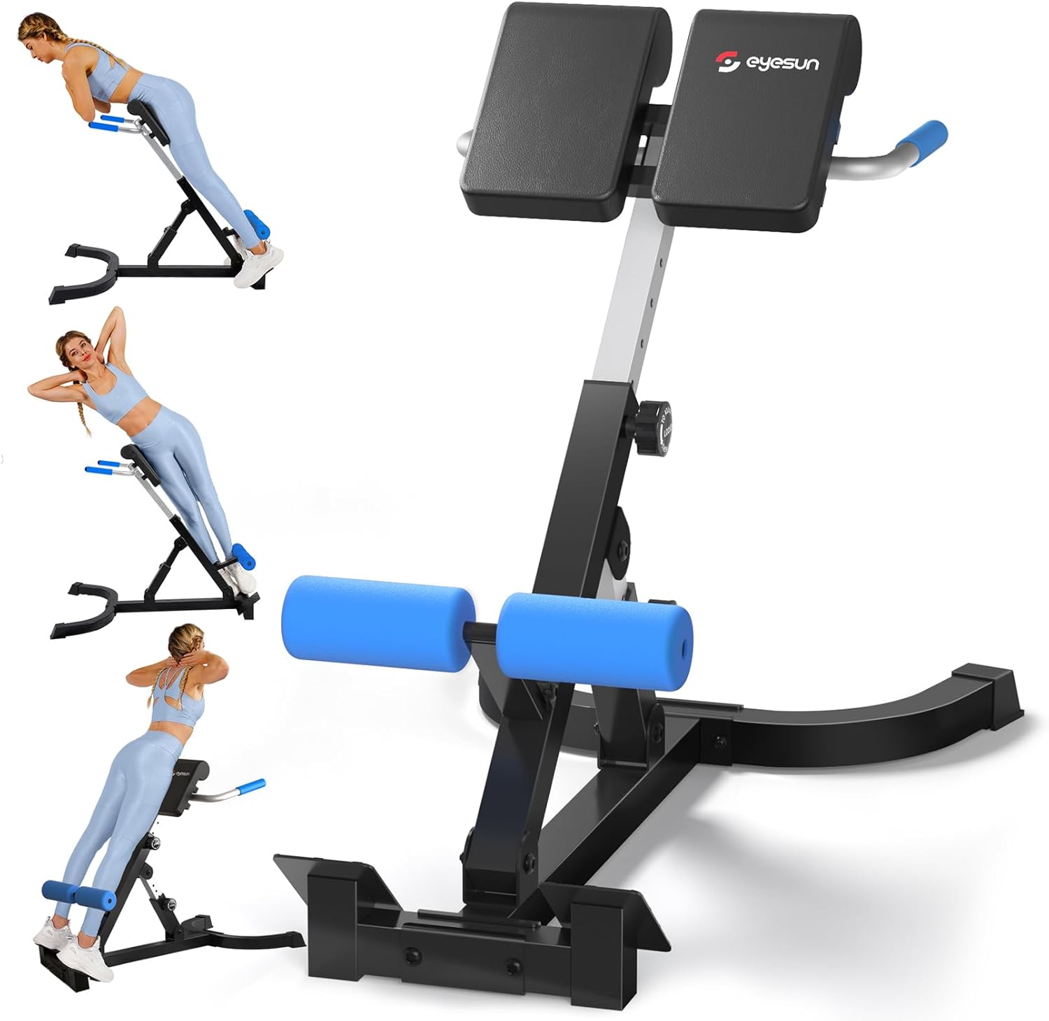 Roman Chair,Foldable Back Extension Machine,Adjustable Ab Back Extension Machine,Core Strength Trainer,Back Exercise Machine for Glute,Ab Workouts,Full All-in-One Body Workout&Home Gym Fitness