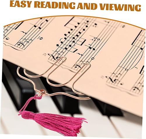 Miniatura 5 de ERINGOGO 8 uds carpeta de pentagrama Instrumentos de metal Musicales libro de música titular de la página clips de soporte de música clips de papel