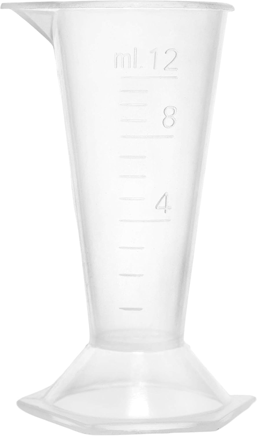 EISCO Conical Measure, 12ml - Polypropylene Plastic, Translucent - Pouring Spout - 1ml Raised Graduations - Hexagonal Base