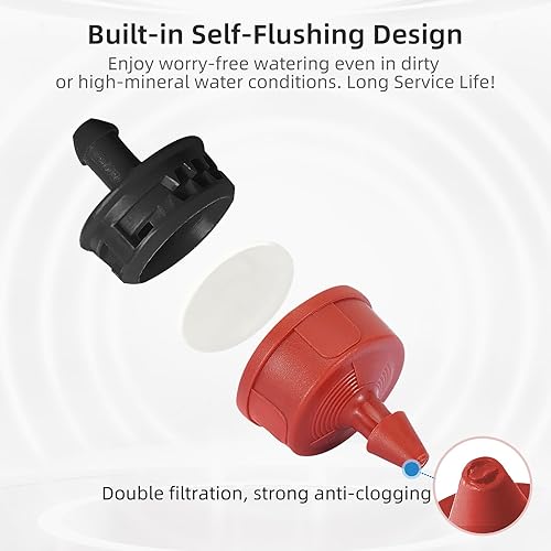 Miniatura 3 de Goterosemisores de riego por goteo de compensación de presión de 1 GPH de autolimpieza de flujo constante, cabezales de goteros de riego por goteo,