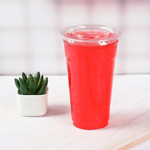 Miniatura 2 de Vasos desechables de plástico transparente de 24 onzas con tapas planas, tazas de frutas, tazas de fiesta, 50 unidades