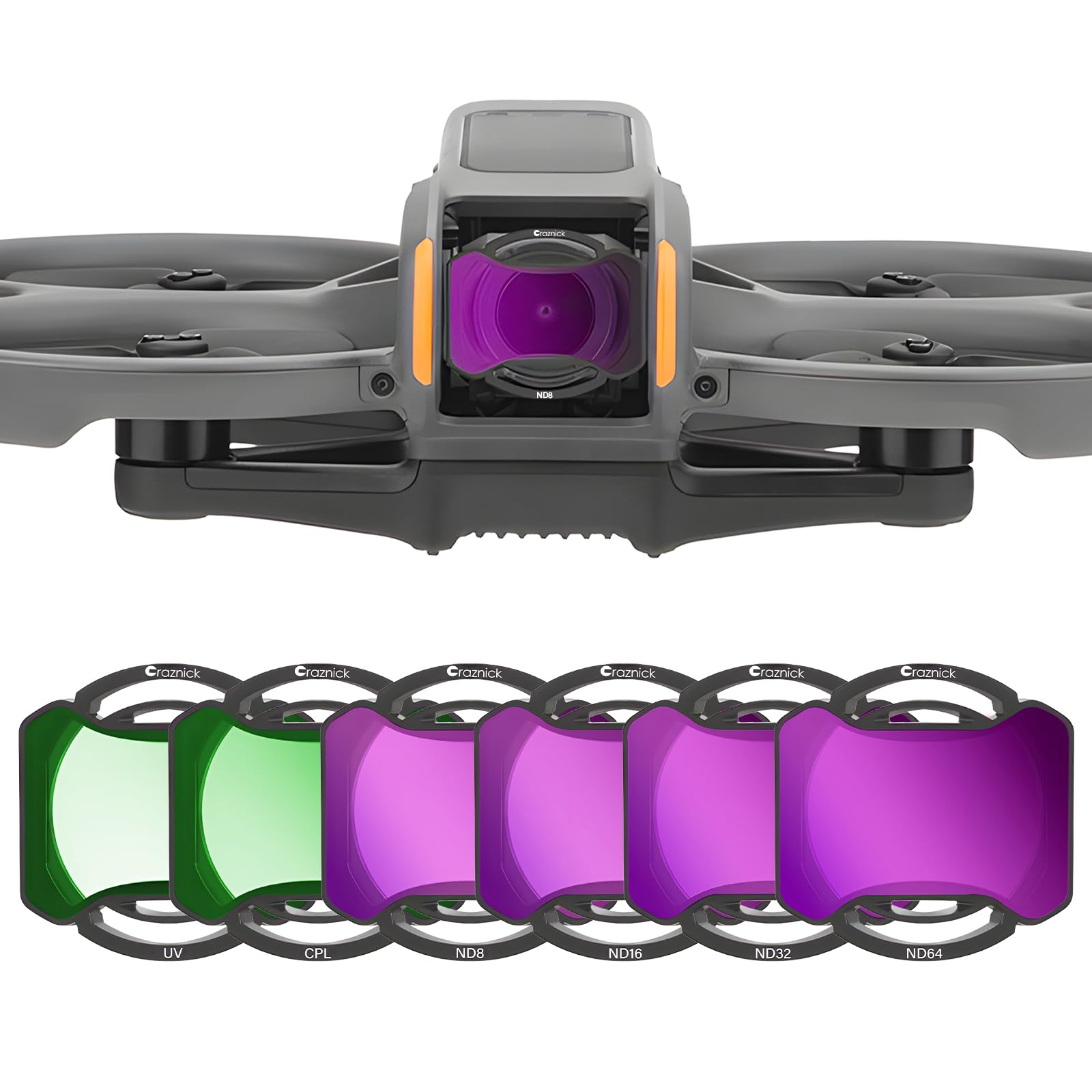 Avata 2 SYACHI Kit Filtres ND Pour DJI - 6 Filtres (ND8 à ND128 MCUV) - Verre Optique AGC Filtre 82mm