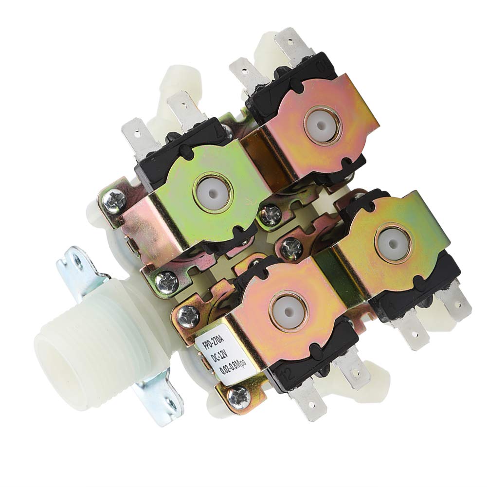 Zawór cewkowy wody, DC 12 V DN20 G3/4" 1 w 4 wylotowy plastikowy zawór elektromagnetyczny, zwykle zamknięty zawór cewkowy wody wlotowej do automatycznego czyszczenia
