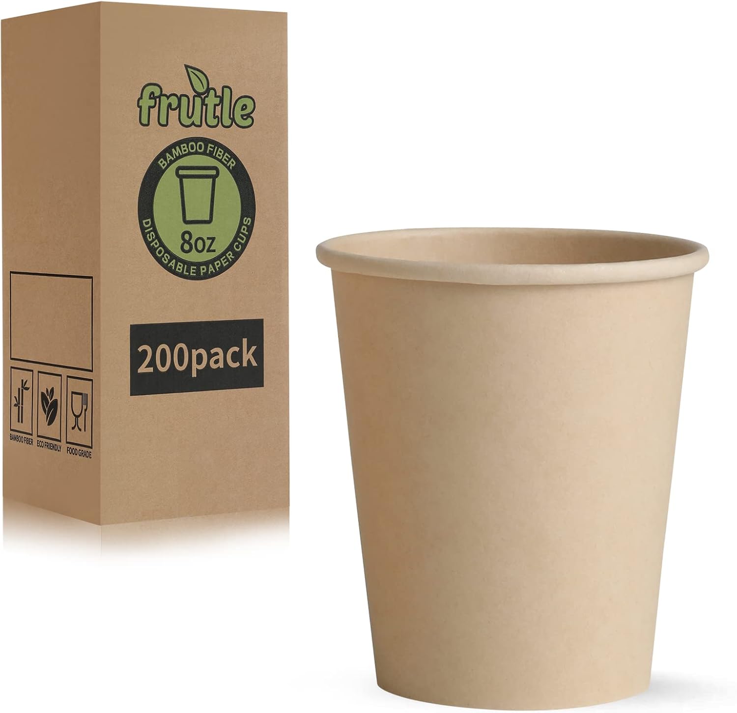 Paper Cups 8 OZ Cups for Hot Beverages-Disposable Unbleached Hot Cups-Everyday Use Parties Commercial Settings 200Pack