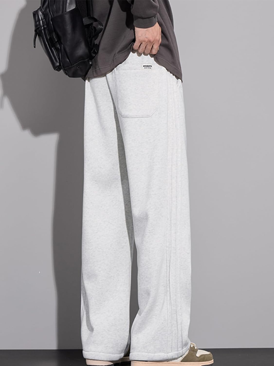 [MeipingQu] ワイドパンツ 大きいサイズ ボトムス メンズ 裏起毛 暖かい イージーパンツ ワーク 厚手 防寒 春秋 冬