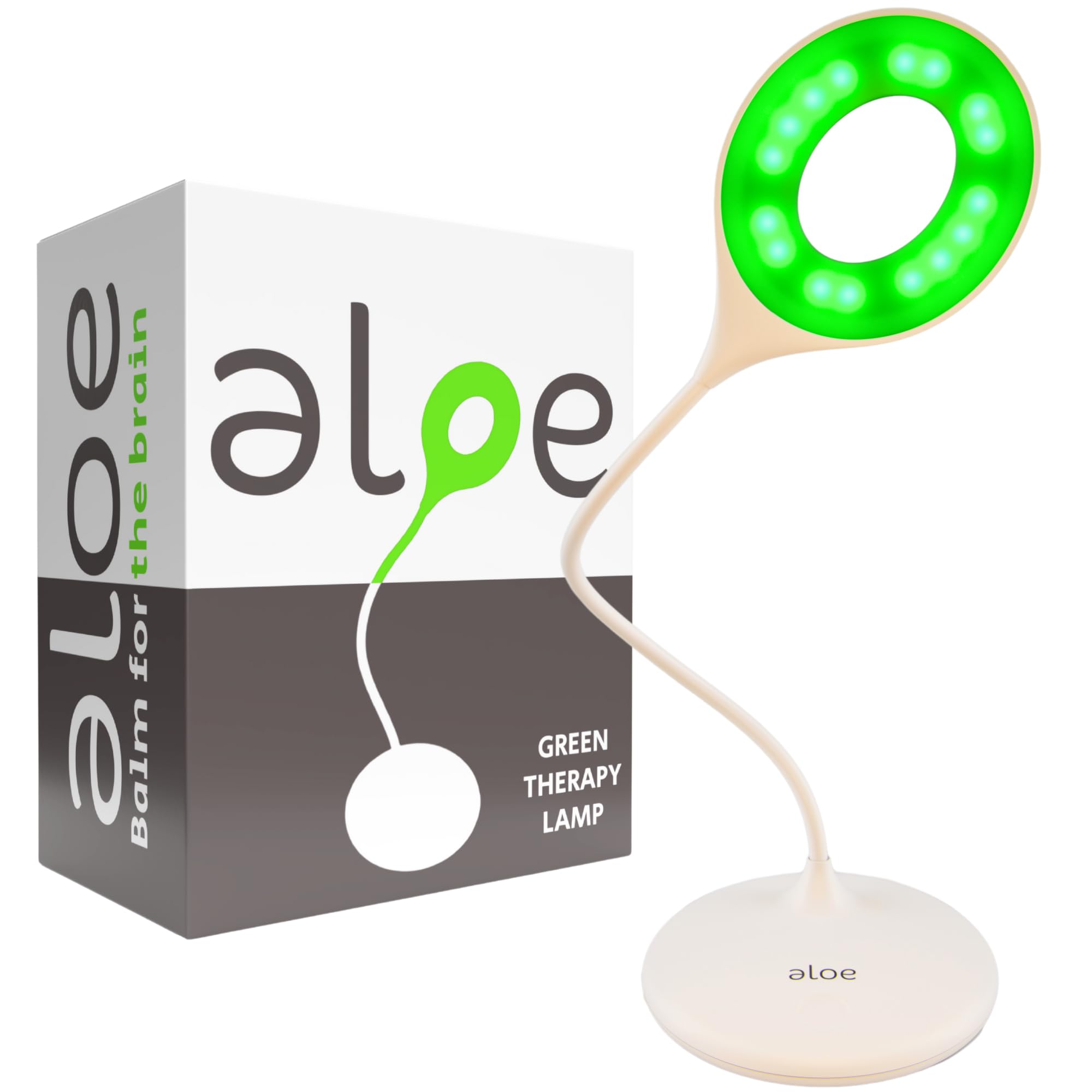 Terapia de luz verde para aliviar la migraña, la ansiedad y el insomnio, lámpara de escritorio inalámbrica de 16 pulgadas, doble blanco y LED de 520 nm con brillo ajustable, recargable por USB y ayuda