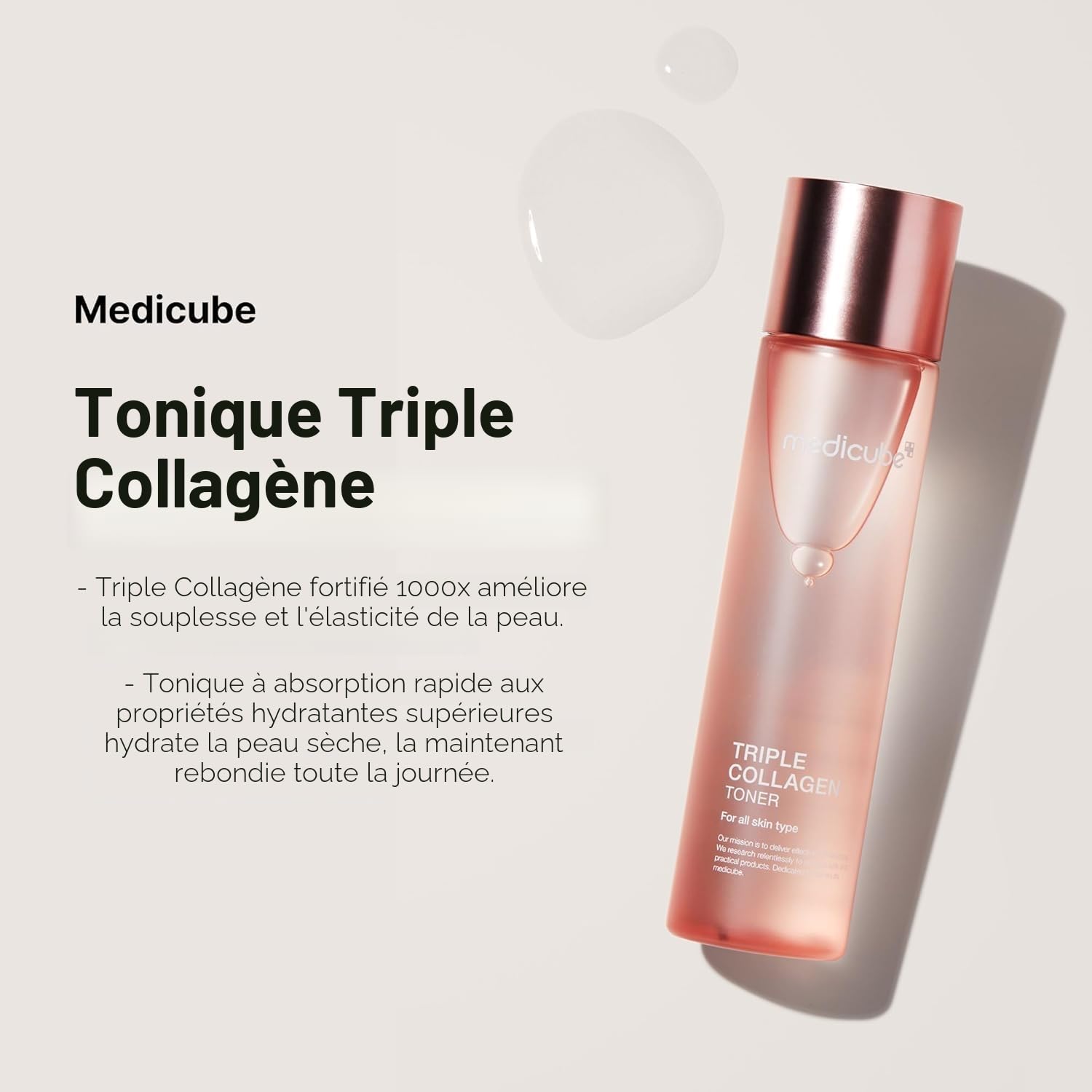 Medicube TRIPLE COLLAGEN TONER 4.0, 140 ml – Toner facial avec effet hydratant et raffermissant