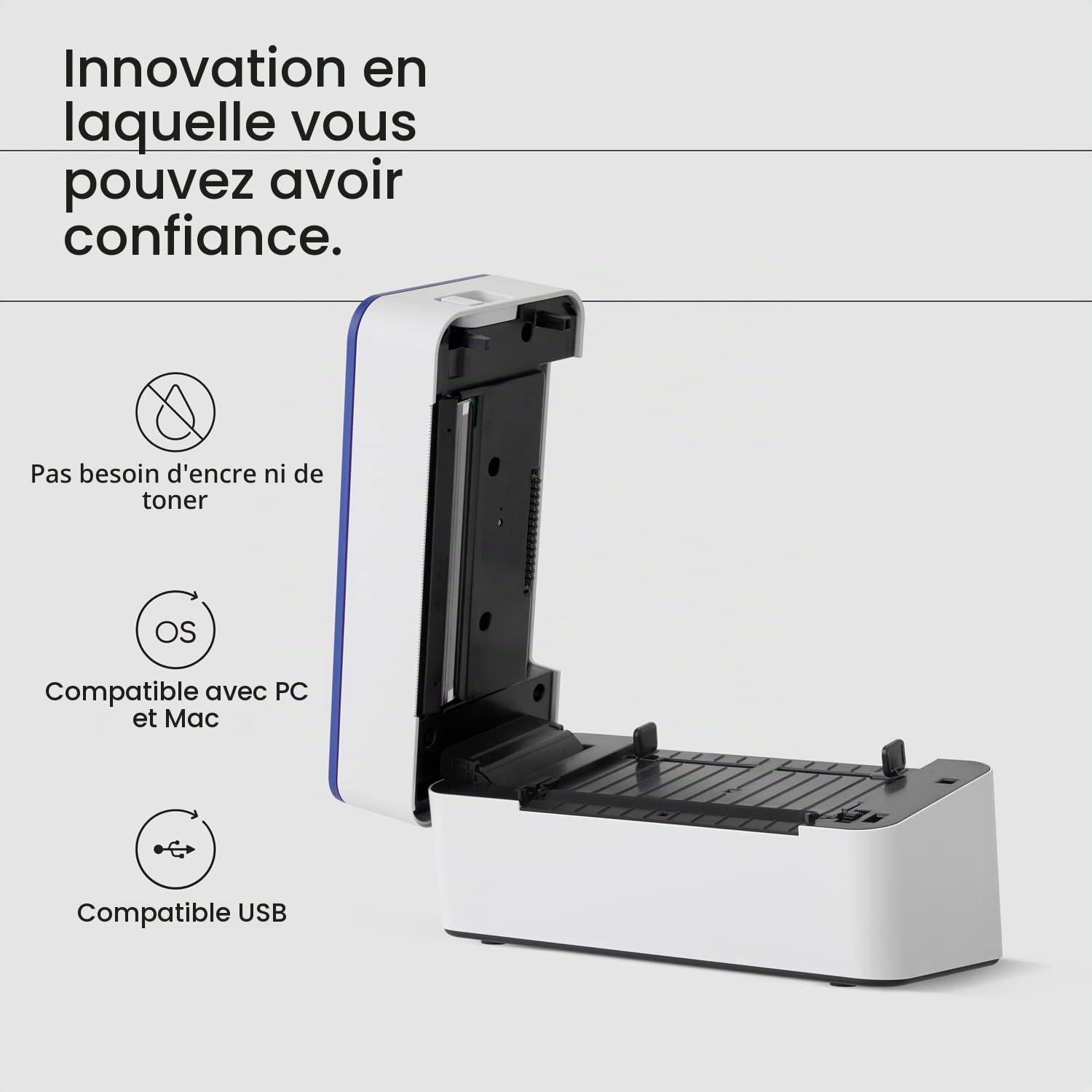 HP Imprimante d'étiquettes Thermique Work Solutions Compact Shipping 4x6 Imprimante 203 DPI Haute Vitesse Facile à Utiliser pour Le Bureau à Domicile Prend en Charge PC et Mac