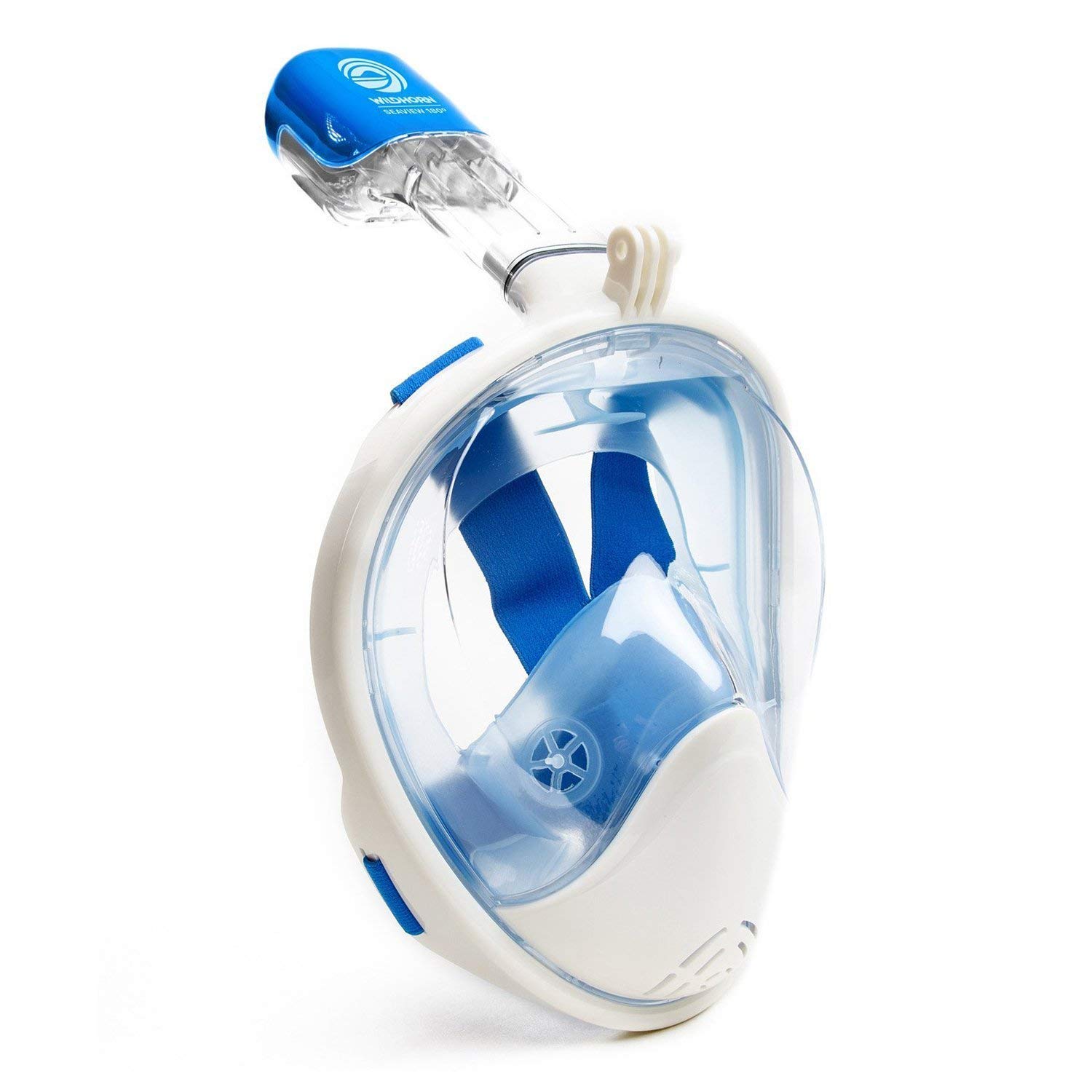 Seaview 180 Degree Panoramic Snorkel Mask- Full Face Design,Panoramic White / Blue,Small/Medium