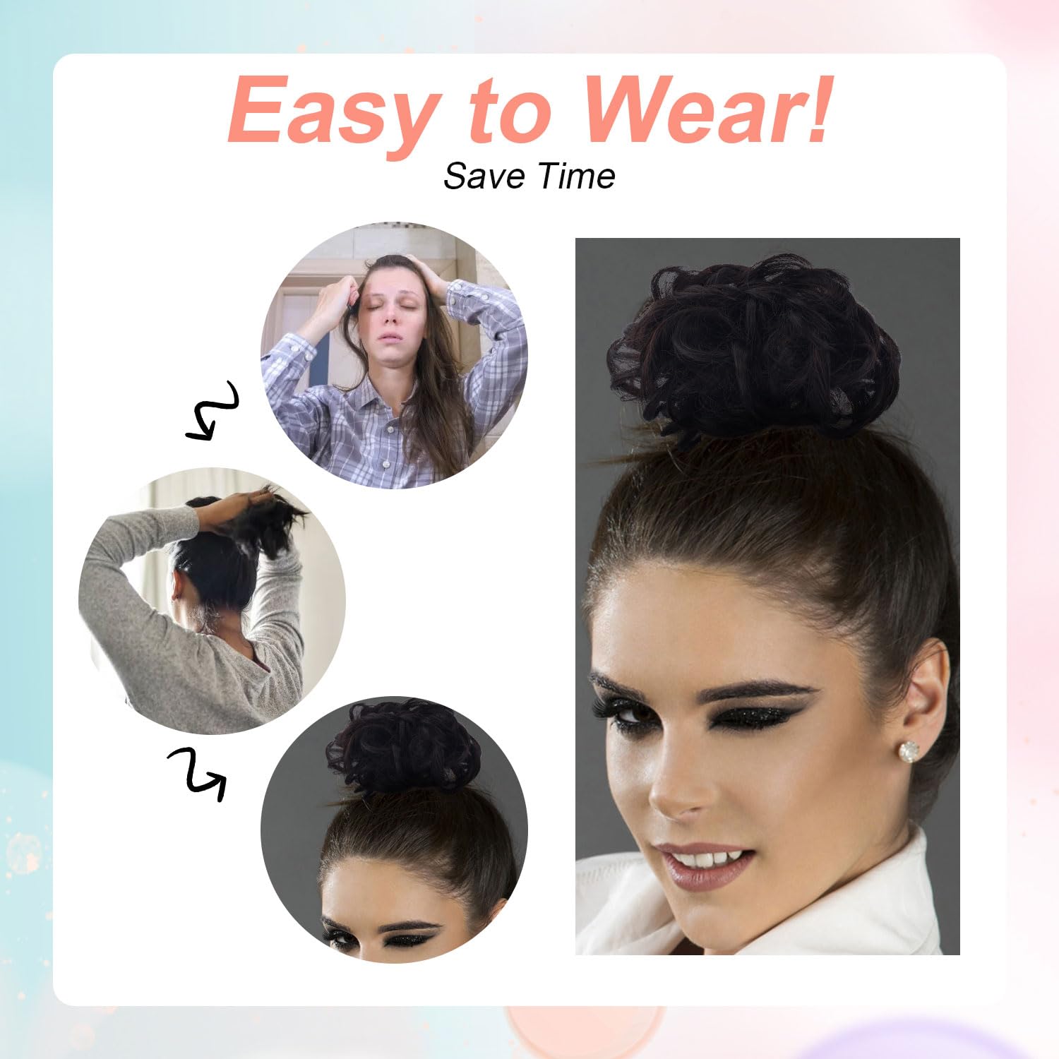 Bun Hair Piece, Messy Wavy Curly Wig Scrunchie - Image 4