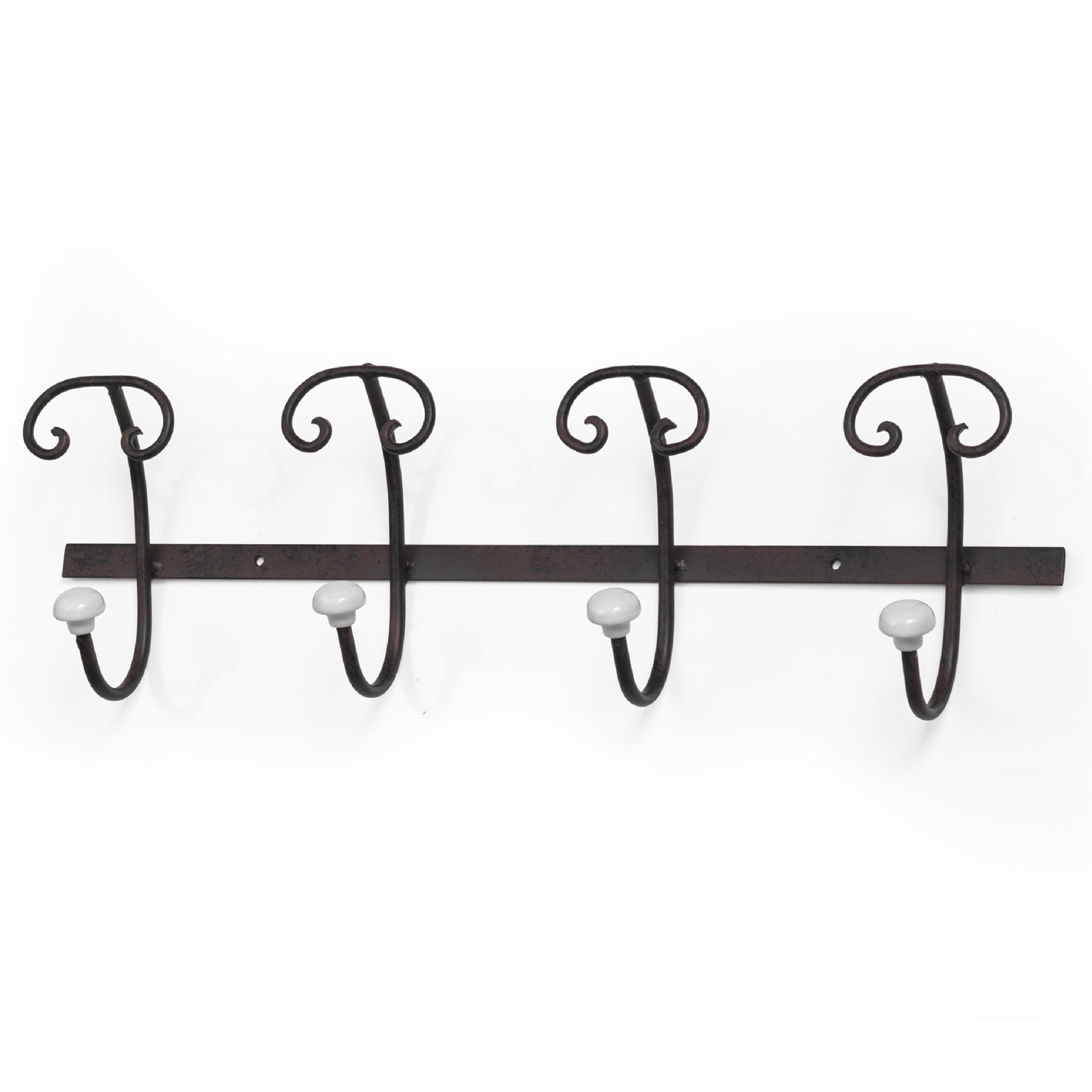 Baroni Home Appendiabiti da Parete Shabby Chic Nero, Attaccapanni in Ferro con 4 Ganci Doppi, 8 Posti – Design Decorativo da Muro, Appendiabiti da ingresso, 59x9x18 cm Nero