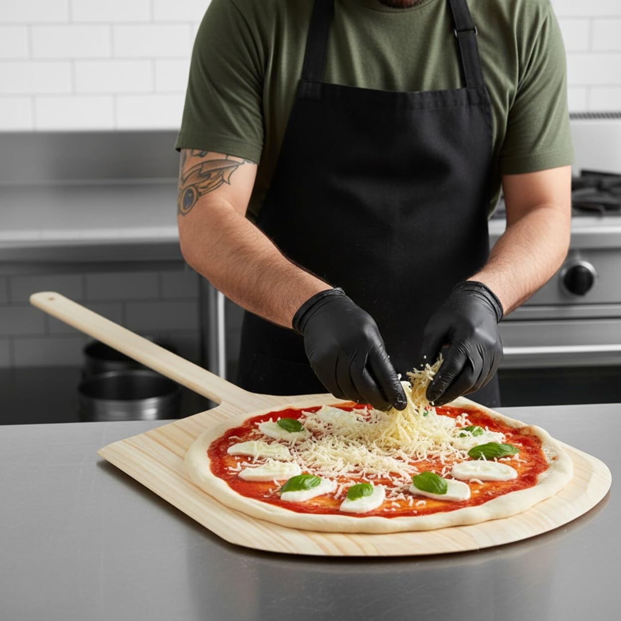 TrueCraftware- 18" x 18" Wooden Pizza Peel 42" Overall Length- Pizza Spatula Paddle Pizza Turning Peel with Long Handle Pizza Oven Accessories Pizza Tools for Family Pizza Oven Baking Pizza Dough
