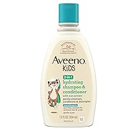 Vista 1 de Aveeno Kids Champú y acondicionador hidratante 2 en 1, limpia, acondiciona y desenreda suavemente el cabello de los niños, formulado con extracto