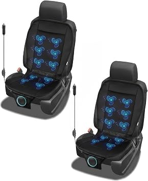 ZONETECH Cooling Car Seat Cover, Black Automotive Adjustable Temperature Comfortable Cooling Car Seat Cover 2 Pack