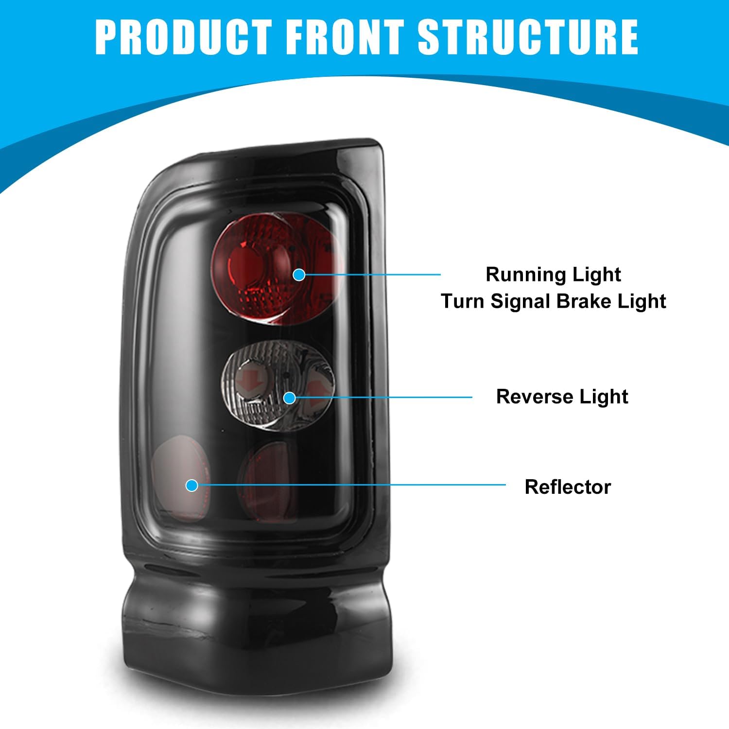 CPW Tail lights Compatible with Dodge [1994-2001 Ram 1500 Pickup] [1994-2002 Ram 2500/3500 Pickup] [1995-2002 Ram 4000 Pickup] Tail lights