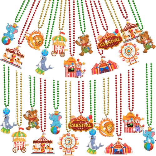 Ecally 30 Pcs Carnival Circus Bead Necklaces Funny Felt Necklaces Bulk by Ecally - Used condition - US$15.78