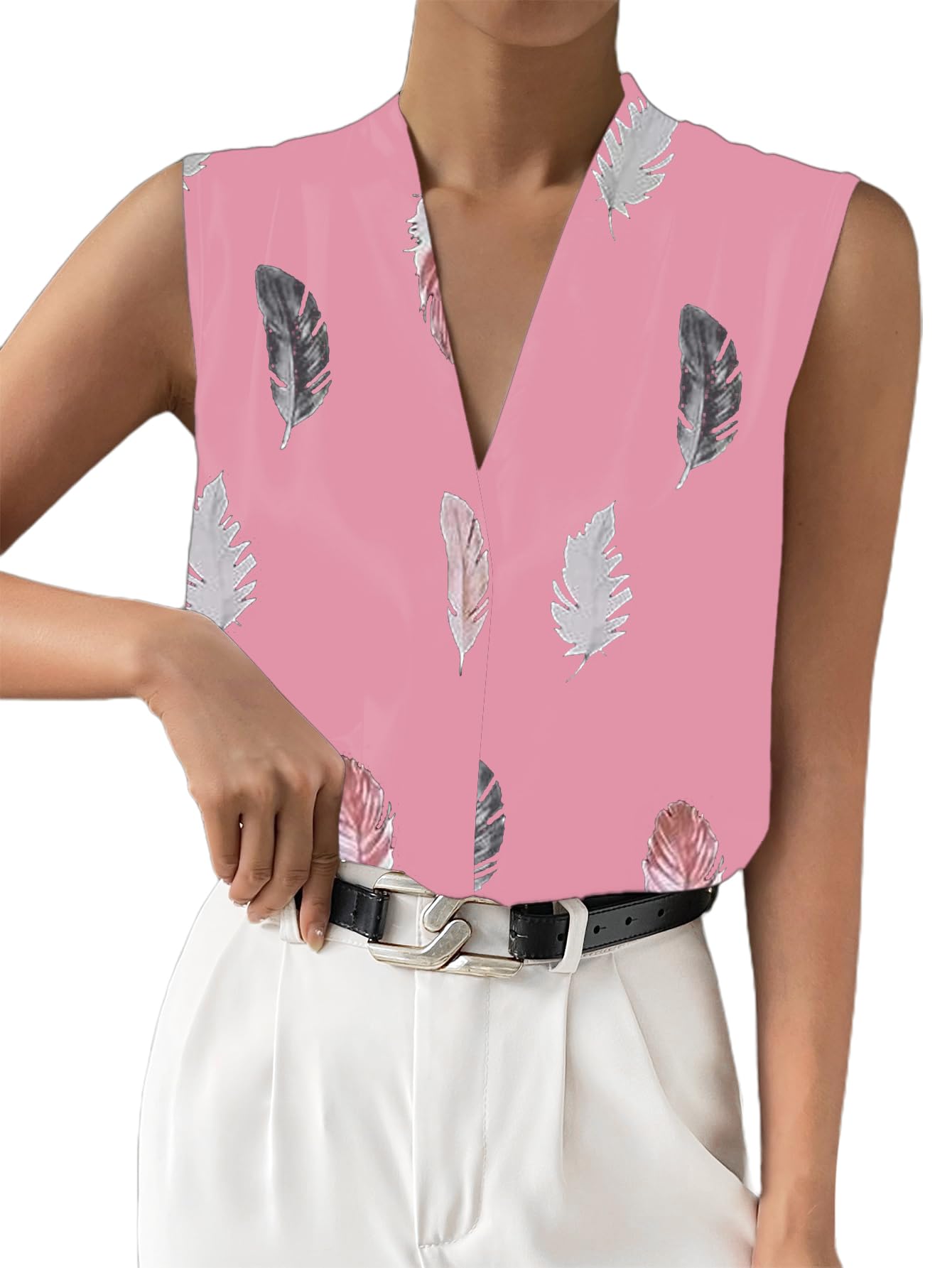 AvanovaWomen's Cap Short Sleeve Chiffon Blouses Pleated Curved Casual Shirt Top