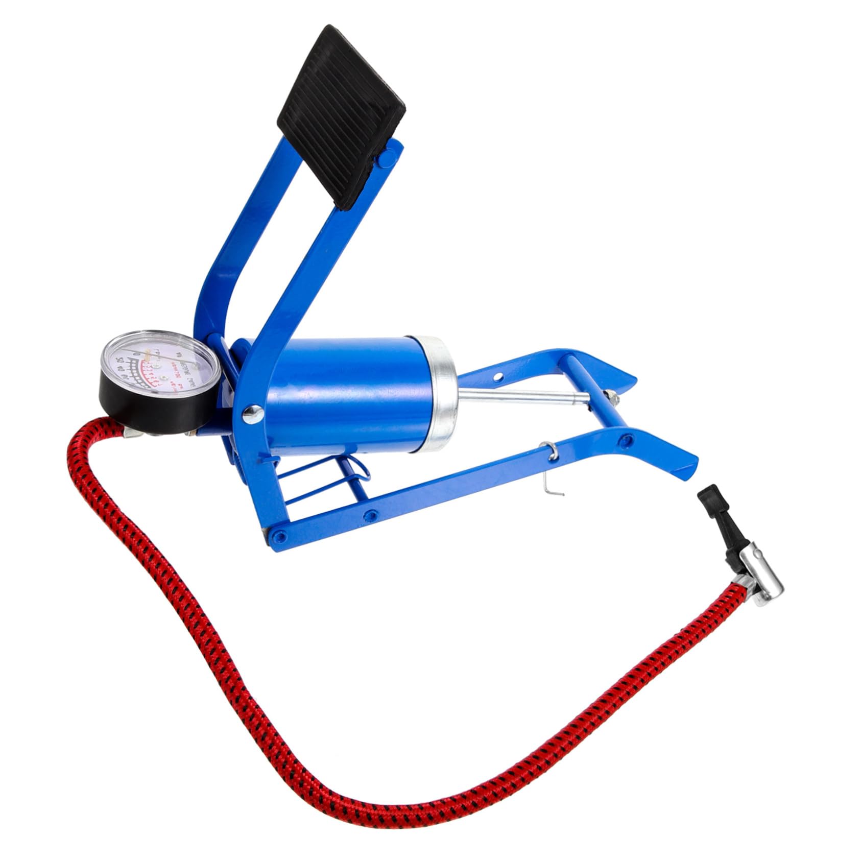 BRIGHTFUFU Bike Floor Pump High Pressure Foot Activated Inflator for Bicycle Car Motorbike and Sports Balls Lightweight Design with Pressure Barometer Red