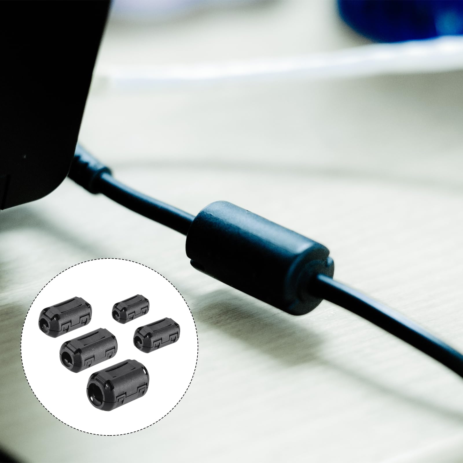 QUARKZMAN Fermo Ferrite Anello Nucleo Anti-interferenza Rumore per 3mm/ 5mm/ 7mm/ 9mm/ 13mm Diametro Cavo TV Altoparlanti Radio Audio Equipaggiamento 60pz