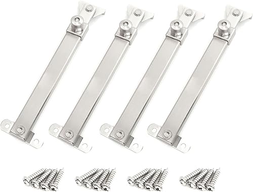 Bisagras para ventana abatible, estancias, tapón, soporte, cerradura - base fija plana, estilo cepillado galvanizado, modelo 04, 6 ranuras fijas, 2