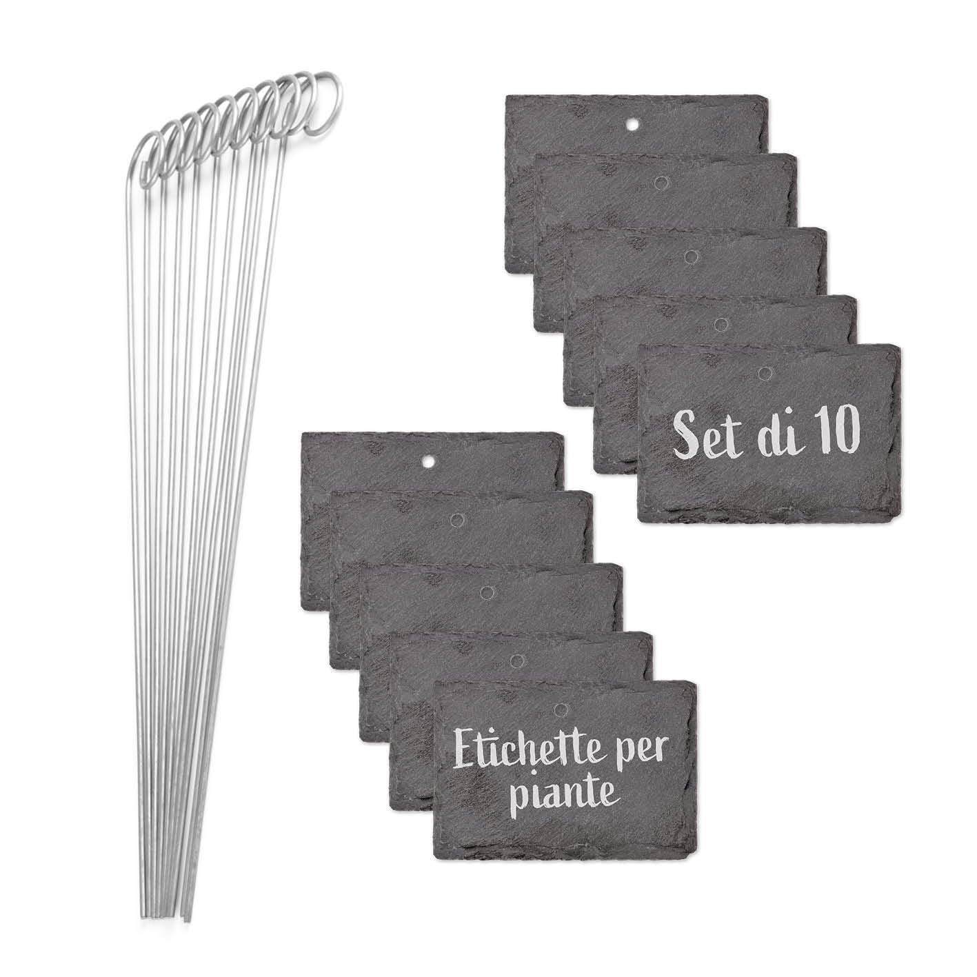 Hoberg Etichette per piante in ardesia - Set di 10 | Resistenti alle intemperie, riutilizzabili | Etichettatura di piante & erbe | Con punte in acciaio per il terreno | 10 x 7 x 0,5 cm [Angolare]