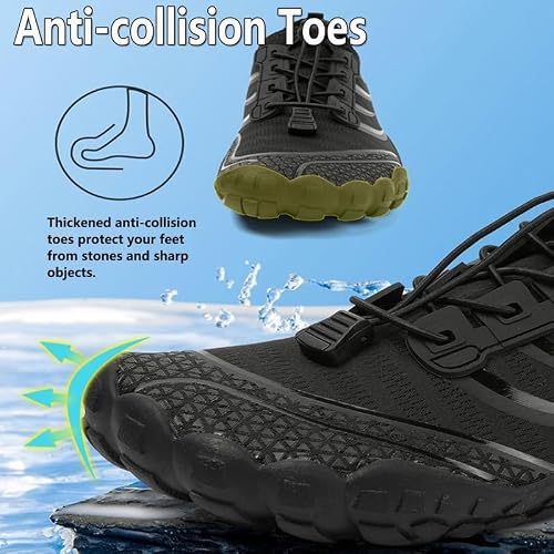 Miniatura 6 de Unisex Zapatos Descalzos Hombre Mujer Zapatos De Agua Hombres Mujeres Barefoot Zapatillas Outdoor Secado Rápido Surf Calzado Para Yoga Playa Transpirable Ligero Y Antideslizante Negro 42eu