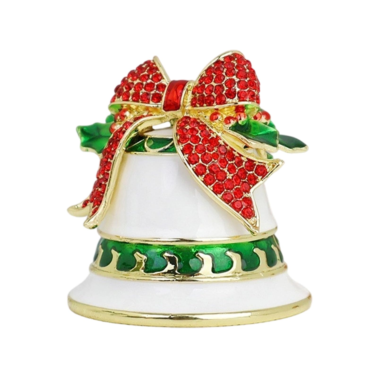 Shntig White Holiday Bells Rings Holder Trinket Box With Enameled Finish And Secret Compartment For Jewelry Keepsakes Presentation Bells Box Secret Jewelry Case Festive Decoration Vanity Decoration