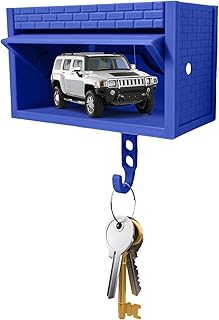 Walbest Car Key Holder for Wall, 3D Key Holder Wall Mount, Key Organizer Wall Mount, Car Garage with Opening Door, Key Garage Key Rack for Entryway Blue