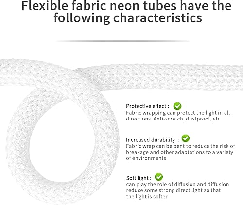 Miniatura 4 de Xnbada 6.5FT WS2811 WS2812B 360 grados redondo patrón reticulado neón LED tira 50Ledsm Smart RGB+IC silicona flexible Dream Color cuerda cinta de