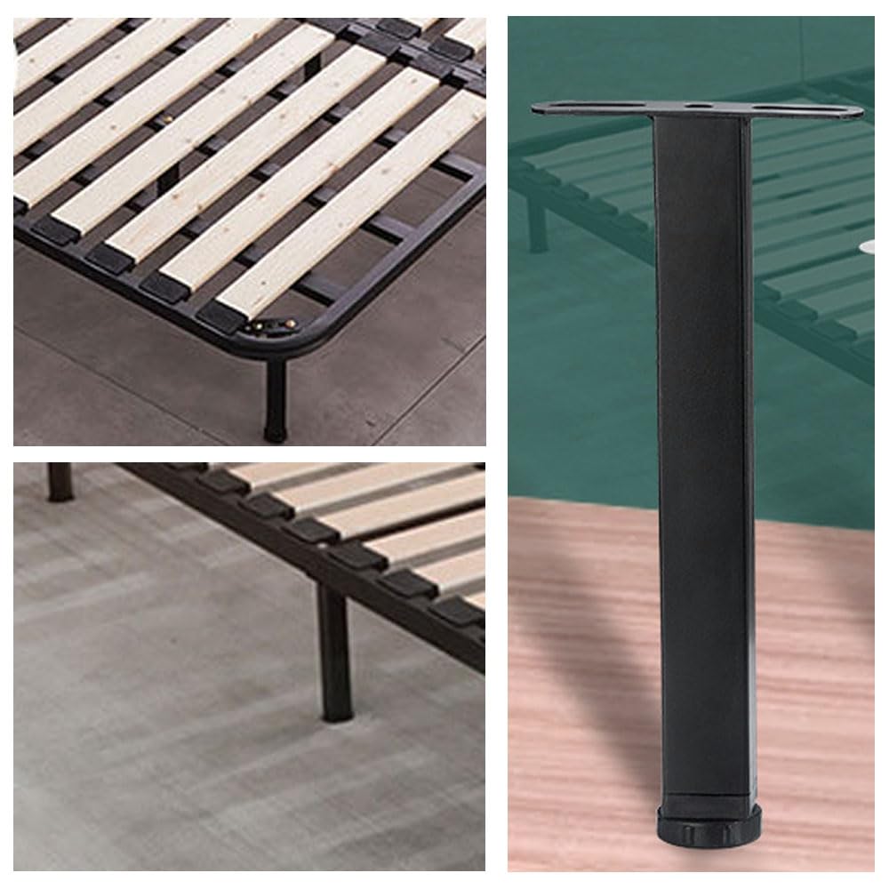 Piedi Letto, 4 Pz Piedini per Rete a Doghe 25cm, in Ferro, Quadrato, Universale Altezza 25cm, Supporto in Metallo