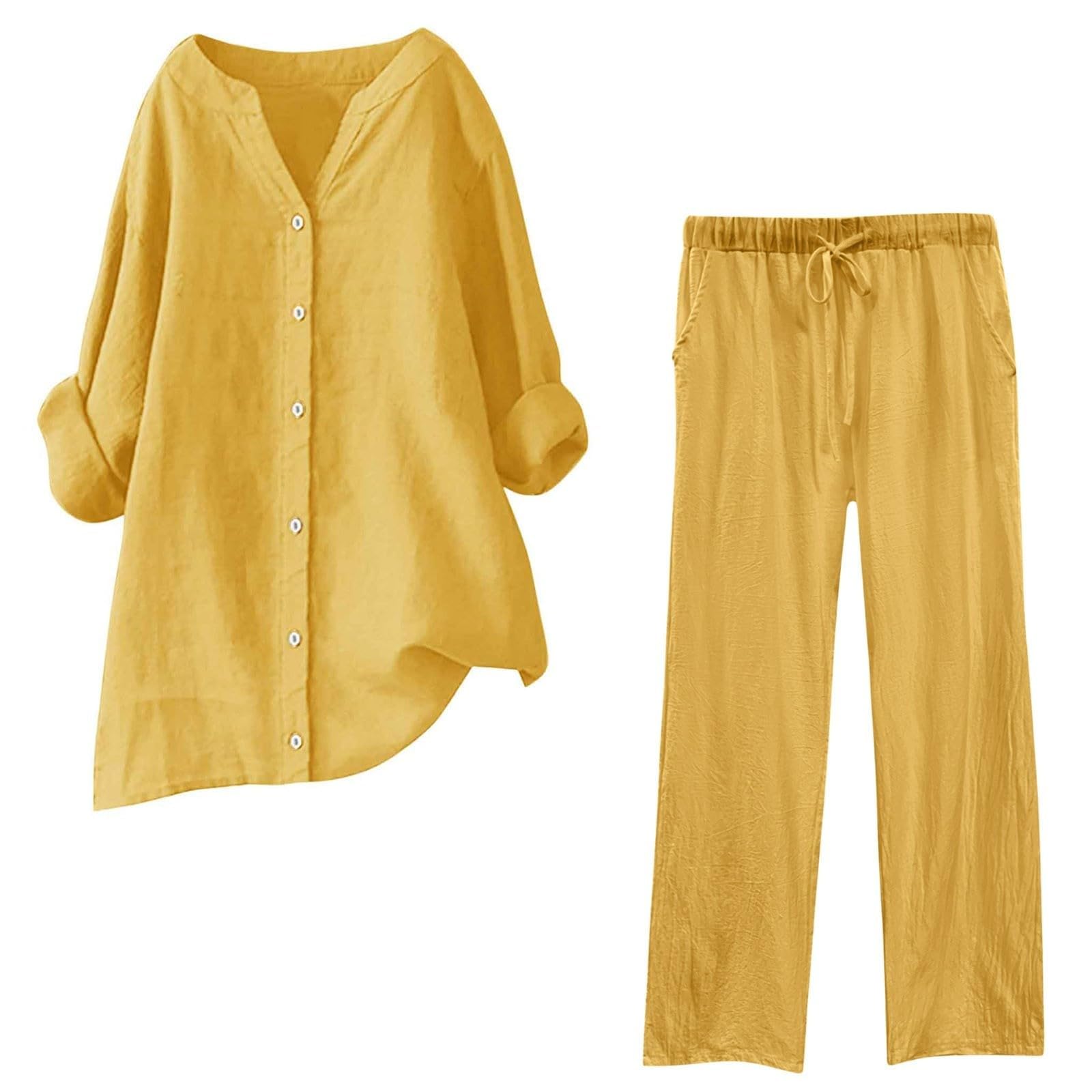 Conjunto Mujer Verano 2 Piezas Moda raje de Primavera Ligero Chndal Blusa Pantalones Ropa Playa Vacaciones Deportivo Casa Trabajoconjunto Casual mujerTejido de