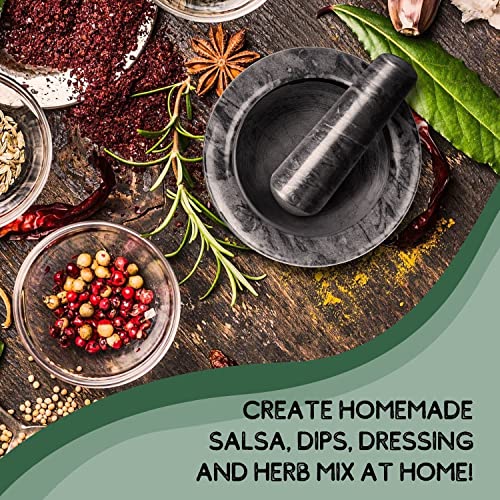 Flexzion Mortar And Pestle Set, Black - Solid 4 Inch Heavy Granite Molcajete Stone Grinder Crusher Bowl For Guacamole, Herbs, Spices, Garlic, Medicine Pills, Grain, Kitchen, Cooking #TOP3