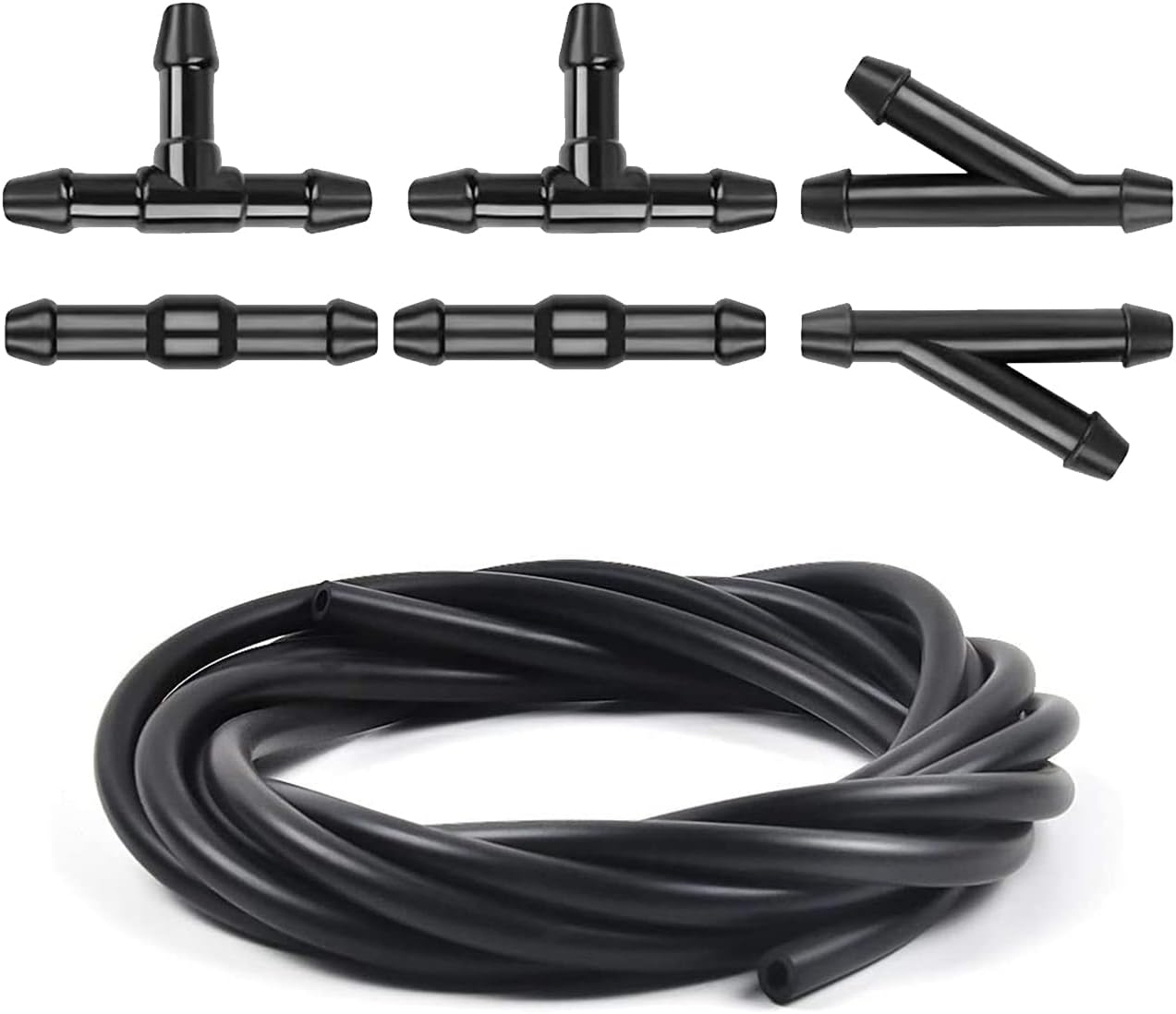 Windshield Washer Hose Kit - 3 Meter Washer Fluid Hose with 6 Pcs Hose Connectors, Suitable for Most Windshield Washer Nozzle Installation, Connect Car Water Pump and Nozzle