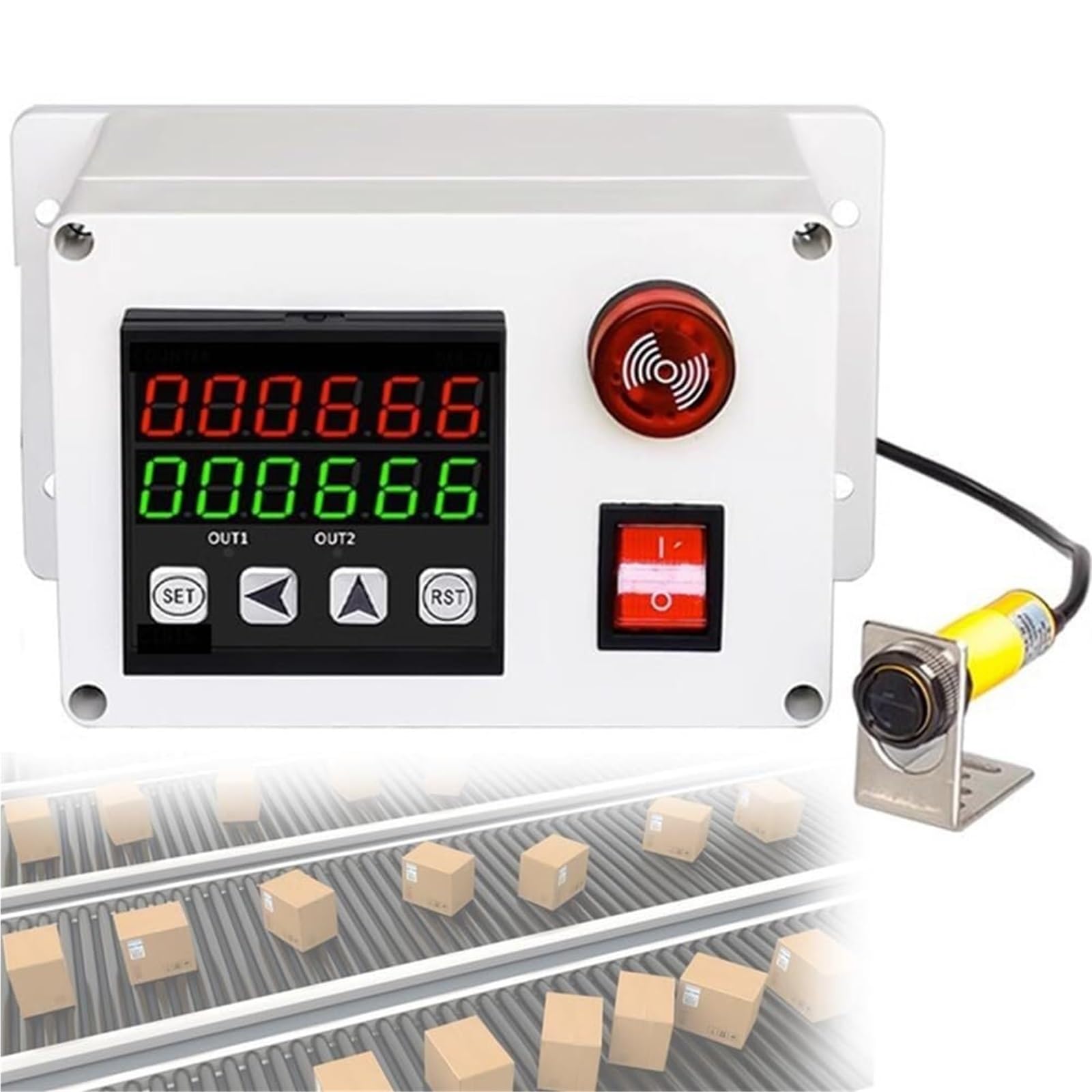 Digitaler Zähler, automatischer Induktionszähler, 70 cm Schaltabstand, Stückzählung bis 999999, automatischer Summierer, Förderband, Produktionslinie