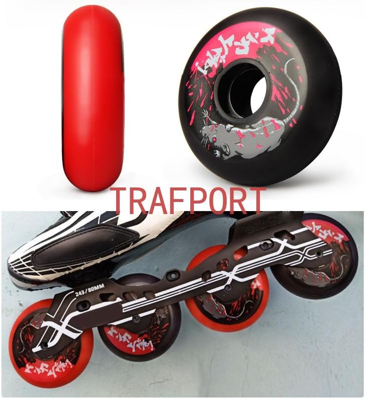 8 Pack Inline Skate Wheels 72mm 76mm 80mm Inline Replacement Wheels 83A Professional Freestyle Street Skating Wheels for Inline Skates Roller Skates (Red,80mm)