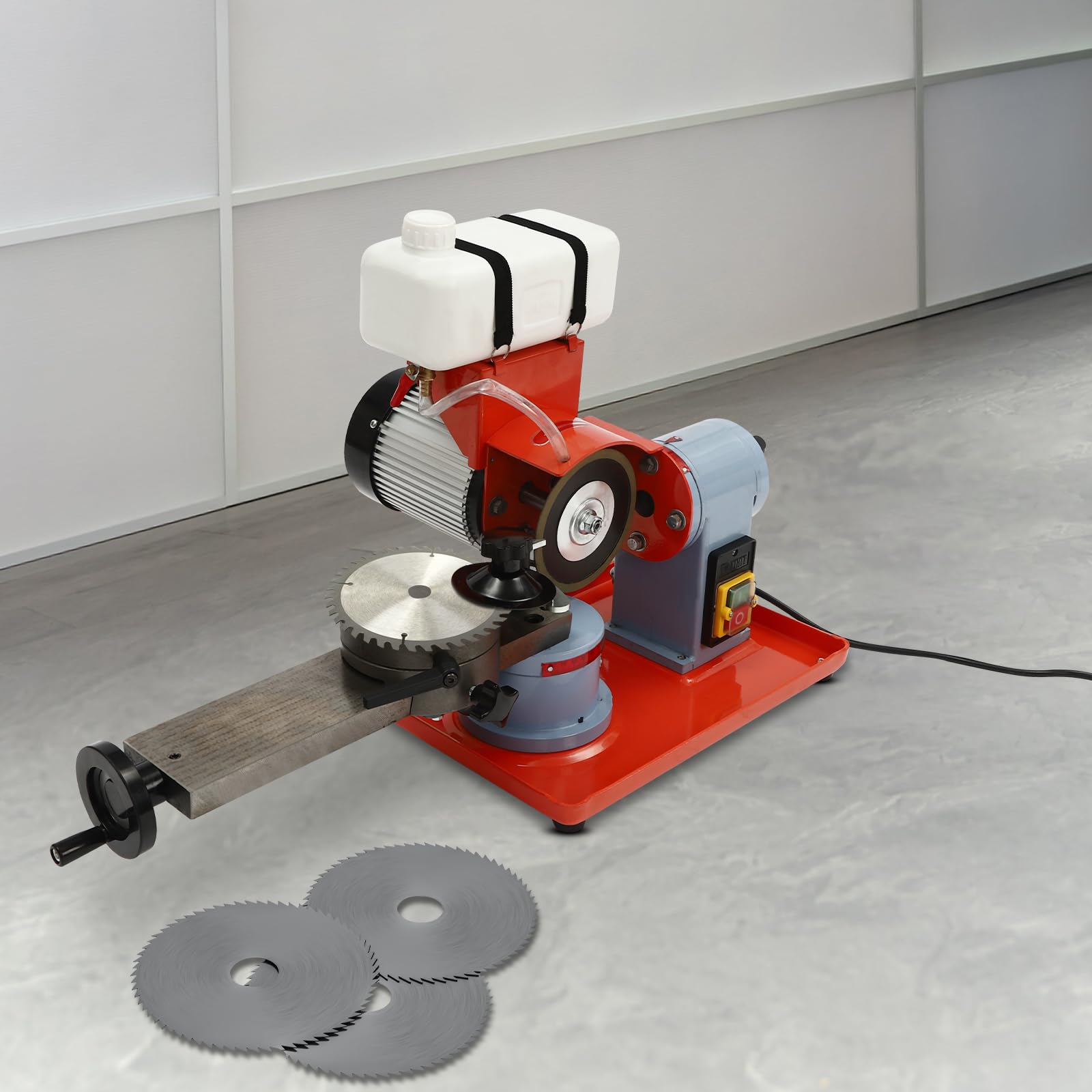 Schärfmaschine 370W Sägeblatt Geeignet 1000ml Schärfgerät Für Kreissägeblätter 80-700 mm Mit 1 Wassertank 2 Rohre Und 2 Inbus-Schlüssel