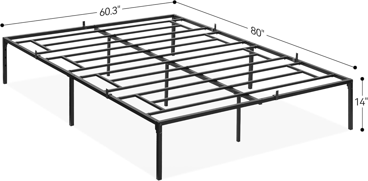 IDEALHOUSE Queen Size Bed Frame, 14 inch Heavy Duty Metal Platform Queen Size Bed Base with Storage No Box Spring Needed Mattress Foundation, Noise Free (Queen)